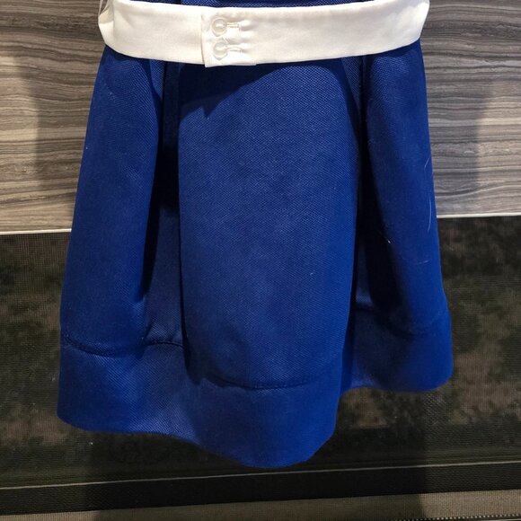 Girls Blue Cap Sleeve Dress with White Belt Size 6 - Picture 4 of 4
